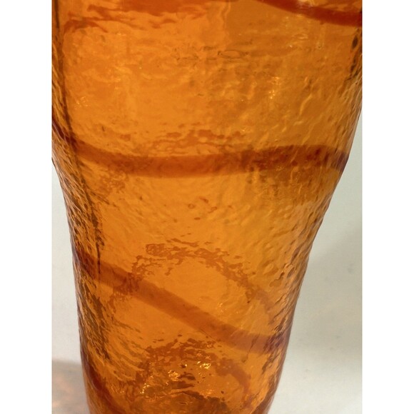 Orange Glass Swirl Stripe Pebbled Textured Iced Tea Summer Glass - Heavy - Picture 5 of 8